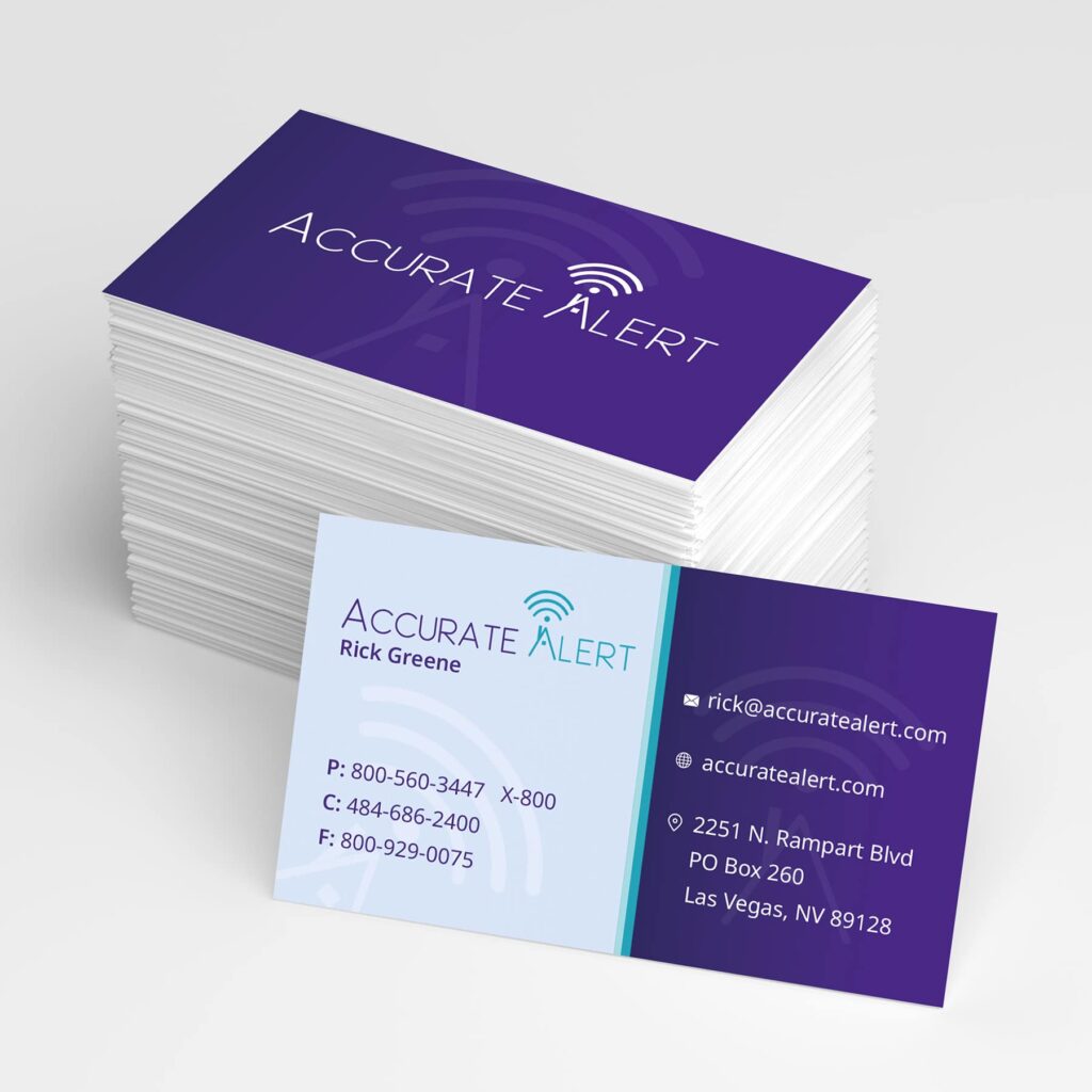 Accurate Alert business card logo and graphic design