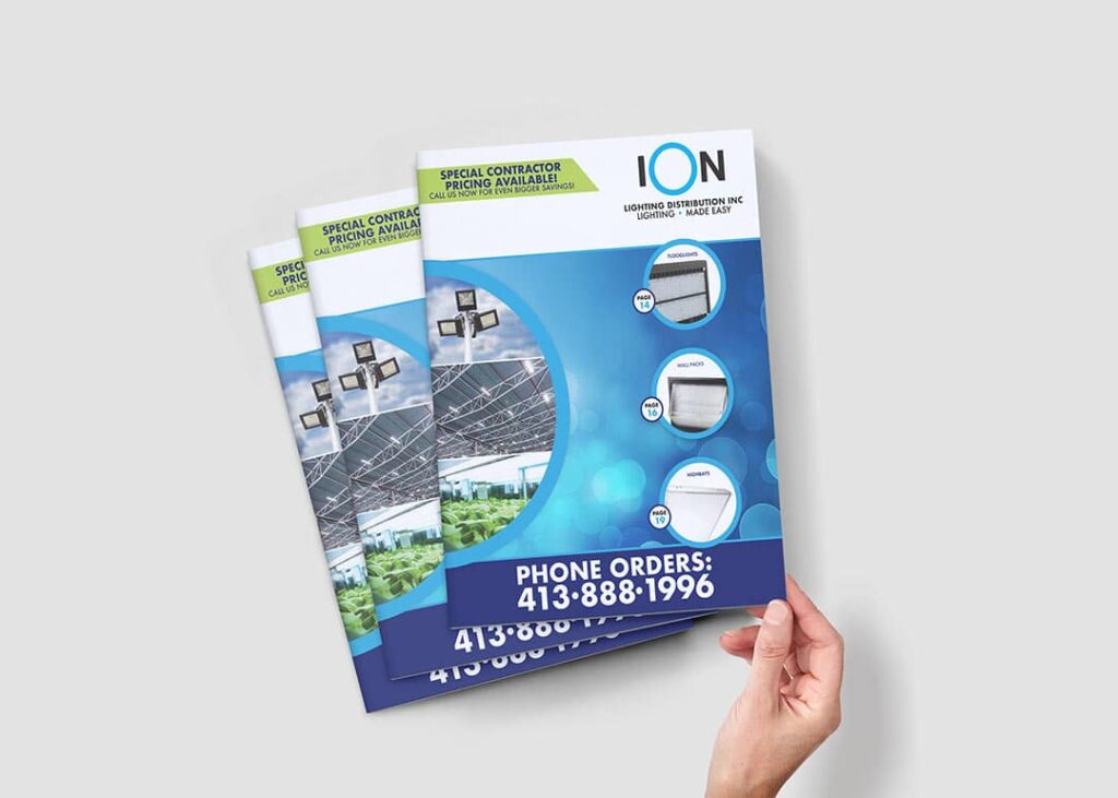 ION Lighting catalog design and page layout